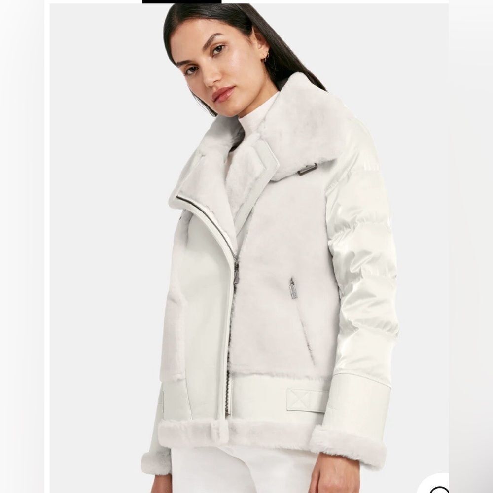 NWTY Dawn Levy Mel Shearling Leather Down Jacket Coat